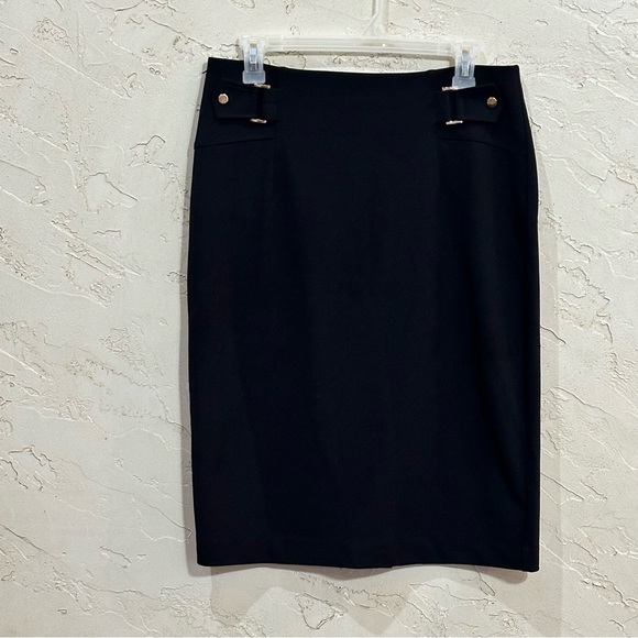 NYCC Dresses & Skirts - NYCC Women’s Black Pencil Skirt with Gold Accent Buckles Elastic Waist Size M